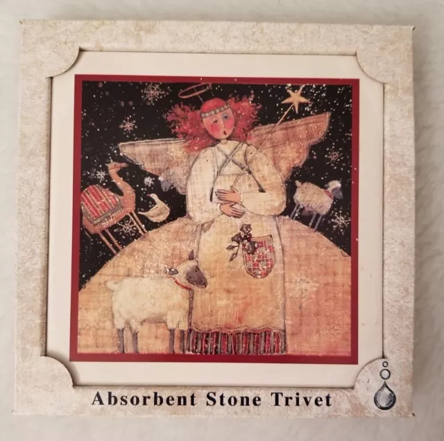 "Nuevo en caja Absorba Stone Multicolor Ángel Absorbente Piedra Trivet Talla 6"" x 6"