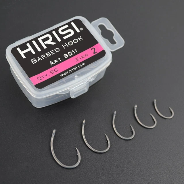 Fishing Hooks Barbed Useful Carp Curve Shank Set Tackle Terminal 50pcs