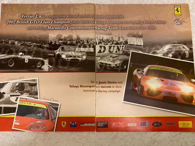 FERRARI MARANELLO CONCESSIONAIRES Racing Team Poster Advert A4 X 2 Size ...