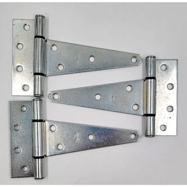 Lot of 3 - 6" Extra Heavy Duty Tee Hinges National Hardware Zinc Plated Steel