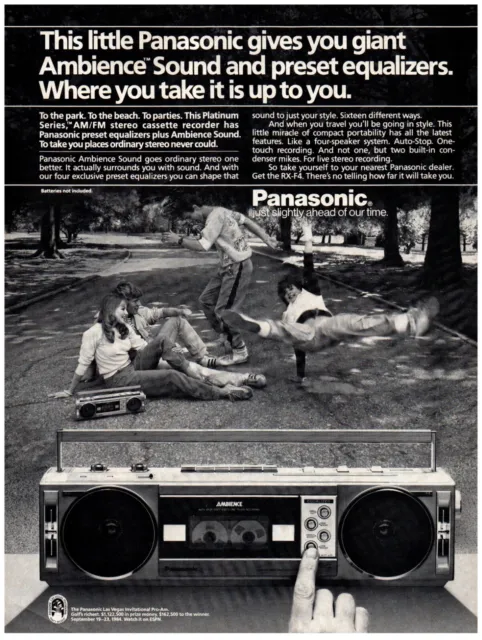 Panasonic Breakdancing 80's Boom Box Stereo Fashion Print Advertisement 1984