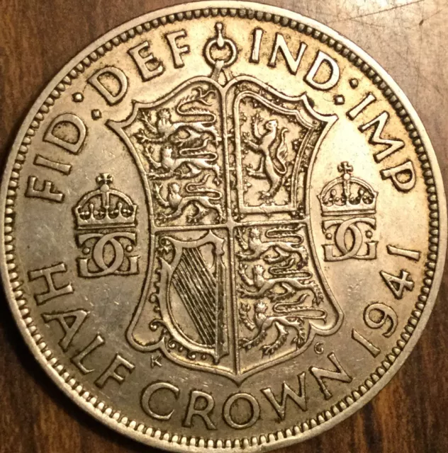 1941 Uk Gb Great Britain Silver Half Crown Coin