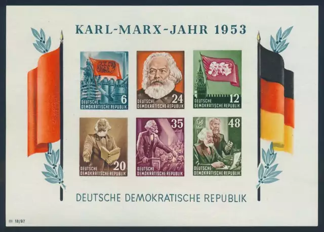 DDR Block 8 B YI postfrisch Marx-Block geprüft Ruscher BPP, Mi. 100,- Euro