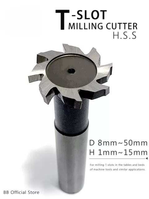 T Slot Milling Cutter for Metal HSS Woodruff Key Seat Router Bit Diameter 8-50mm