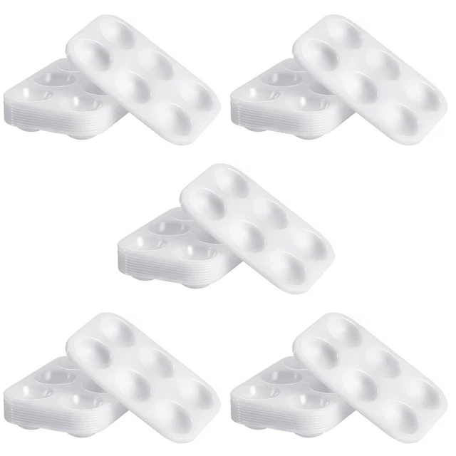 5 paletas de pintura plástica blanca Rosenice 12 piezas 6 compartimentos acuarela rectangular -M
