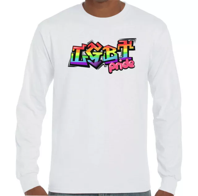 LGBT T-Shirt Gay Pride Graffiti Mens Rainbow Colours Top Tee Outfit Clothing