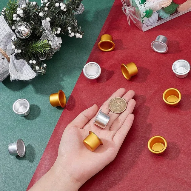 10 piezas Taza de velas redonda oro plata hágalo usted mismo bandeja soporte para hacer velas