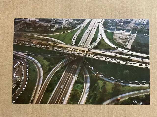 Postcard Los Angeles CA California Interchange Freeway Aerial View Vintage PC