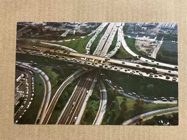 Postcard Los Angeles CA California Interchange Freeway Aerial View Vintage PC