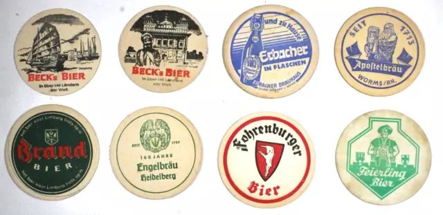 8 sous bocks d'Allemagne  diamètre 9 m/m bierdeckel/beermat/bierviltje/coaster