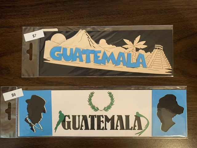 TÍTULO troquelado de viaje troquelado pieza de papel libro de recortes de viaje de Guatemala - lote de 2 NUEVO