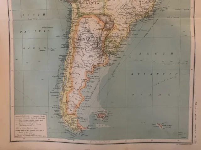 1902 South America Original Antique Map by John Bartholomew 3
