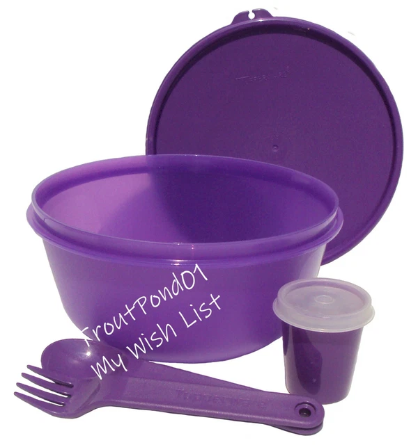TUPPERWARE MODULAR BOWL 6 1/4c Grape Purple Midget Spoon Fork Lunch