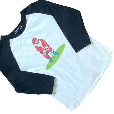 Vintage Baseball T Shirt Divertente Golf Babbo Natale Uomo M 3/4 Manica Bianca