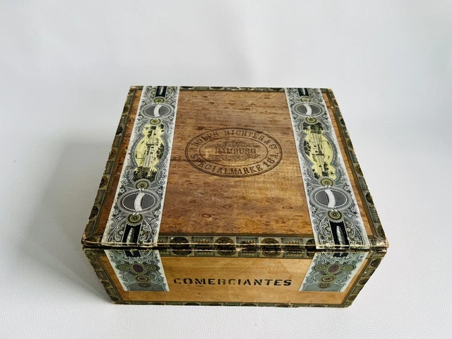 Adolph Richter Comerciantes Zigarrenkiste Holz Antik um 1900 Vintage Zigarren
