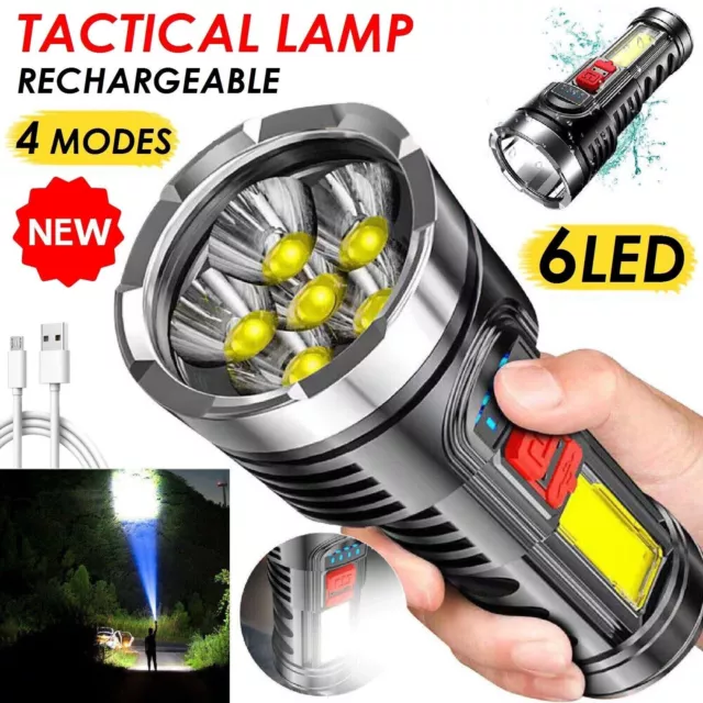 Super Bright 1200000LM Torch Led Flashlight USB Rechargeable Tactical Side Lamp