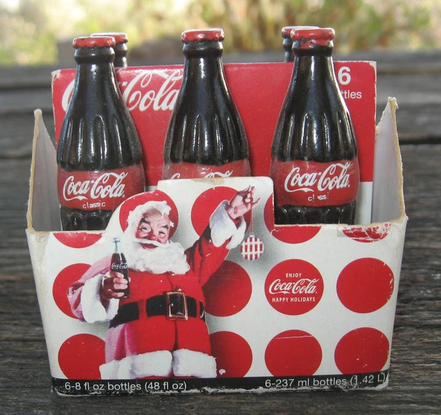 RARE PACK DE 6 petites bouteilles publicitaire Coca cola, père Noël $29