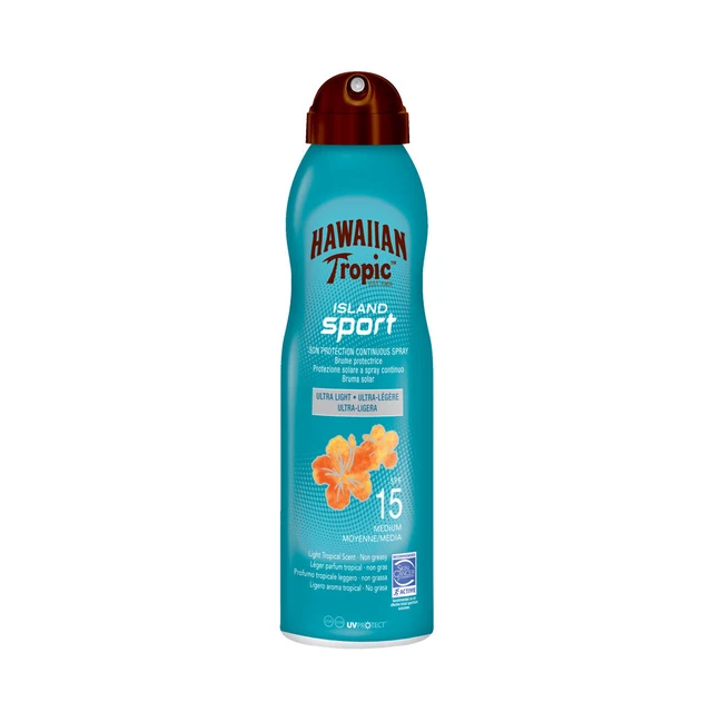 Solaires Hawaiian Tropic unisex ISLAND SPORT ultra-light SPF15 spray 220 ml