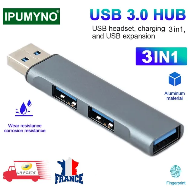 RSHTECH Hub USB 3.0 à 10 Ports Aluminium, Hub USB 3.1 Alimenté