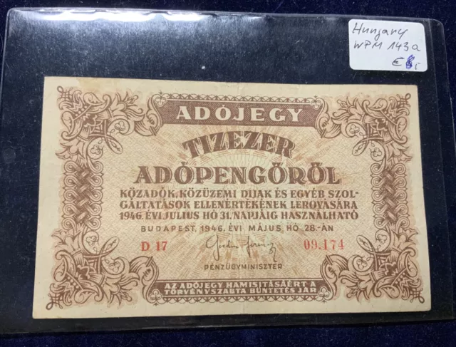 Ungarn 10.000  Adopengö Banknote 1946  WPM 143 a