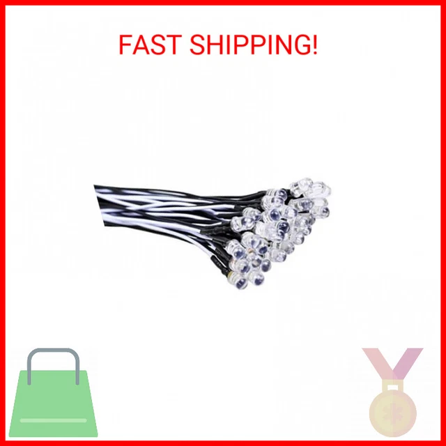 EDGELEC 30pcs 12 Volt 5mm White LED Lights Emitting Diodes Pre Wired 7.9 inch DC