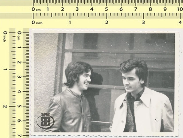 #063 Two Handsome Guys Men Smiling Abstract Male Friends Portrait vintage photo