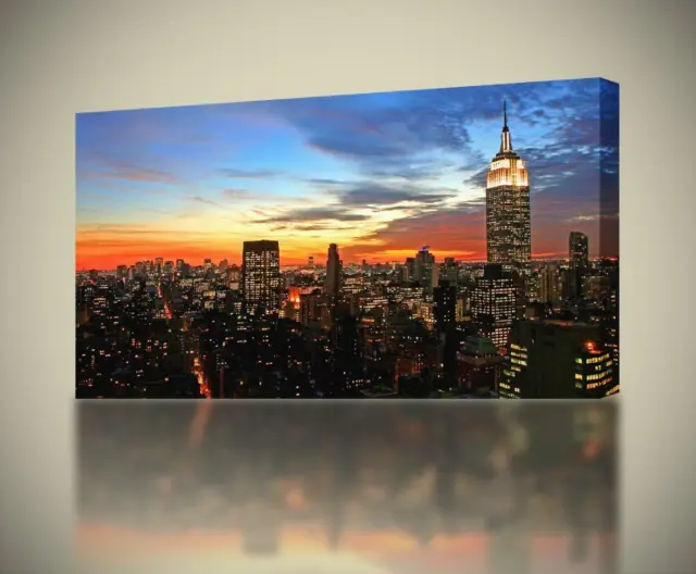 New York City Skyline Sunset CANVAS PRINT Wall Art Decor Giclee *4 Sizes* CA52