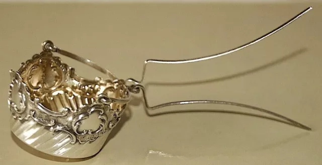 Antique French Silver (.800) Gold Vermeil Tea Spout Strainer Rococo Style 19th C