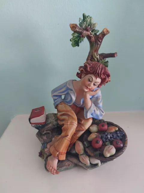 Capodimonte Figure Boy With A Book Resting By Germano Cortese Model No 327