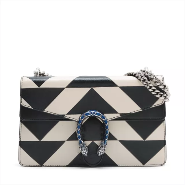 Gucci Dionysus Leather ChainShoulder Bag Black x White 400249