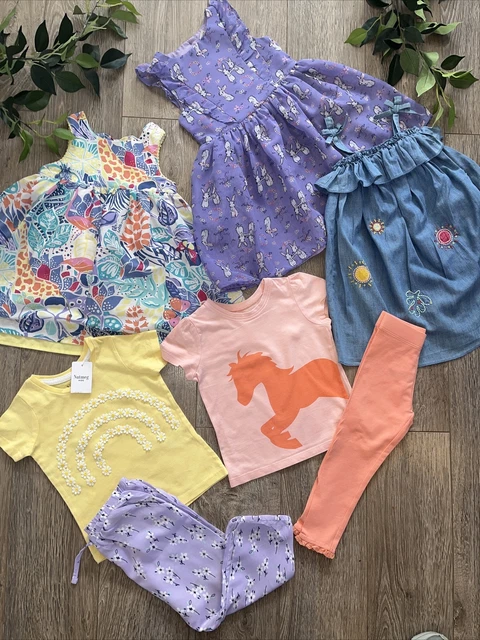 Monsoon M&S nutmeg baby girls summer bundle dress leggings tshirt age 12-18
