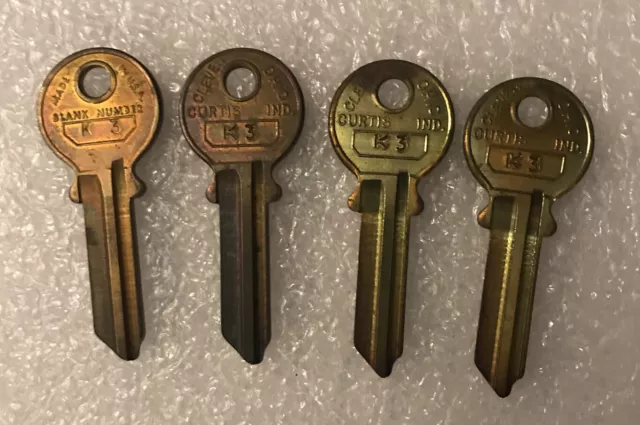 Curtis  K3   key blank K-3  Vintage key       set of 4               [x]