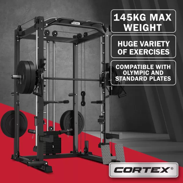 CORTEX SM-20 6-in-1 Power Rack with Smith & Cable Machine Multifunction Station