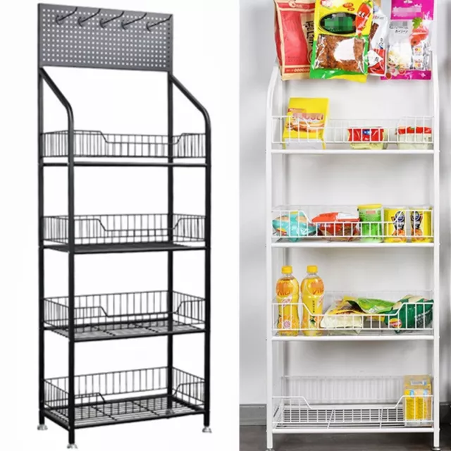 4 Tier Retail Display Rack Stand Metal Wire Snack Candy Display Cart Organizer