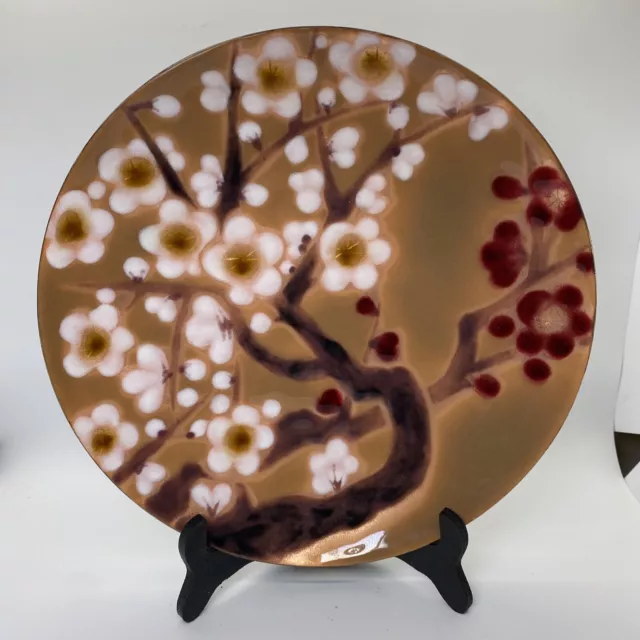 Vintage Ando Japanese Cloisonné 9.5'' Plate w/Flowers Cherry Blossoms