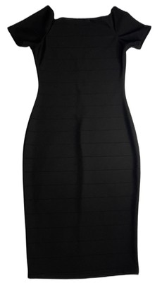 Haute Monde Dress Cold Shoulder Stretch Bodycon Gold Zippers Women's sz M