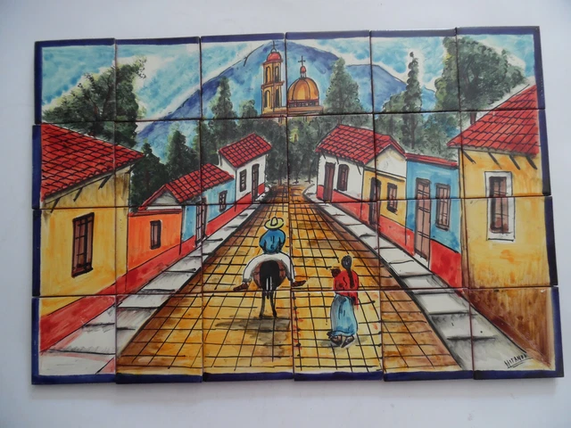25" CERAMIC TILE MURAL mexican talavera mosaic hand painted backsplash