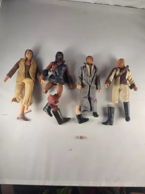 4 Original Vintage 1974 Mego The Planet of the Apes Action Figures Damaged Lot!!