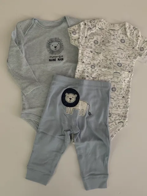 Carters Baby Boys Bodysuits Pants Set Size Preemie 6 9 Months Blue Lion Safari