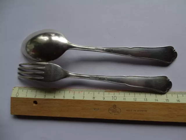 KINDERBESTECK Löffel + Gabel 800er Silber Krone antik vintage,um 1900, 66,54g