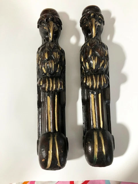 Antique Wood Carved Eagles Mythical Griffin-like Creatures Wall Hanging