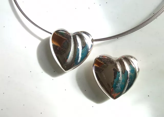 Kettenanhänger 2x Herz aus Metall versilbert Schmuck Basteln Freundschaftskette