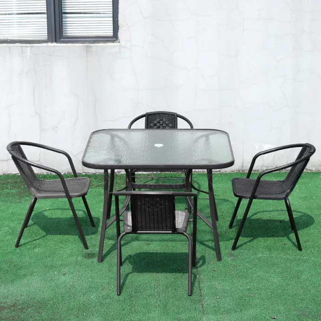 4 Seater Garden Table & Chair Set Outdoor Patio Furniture Dining Table Chairs