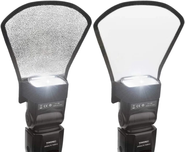 2 Pack Flash Diffuser Reflector - 2-Sided White/Silver Bend Bounce Flash Reflect