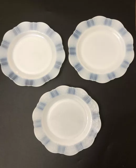 Set Of 3  American Sweetheart Monax White Milk Glass 9-3/4” Dinner Plates