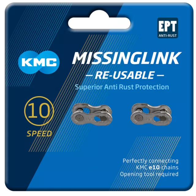 KMC MissingLink 10R EPT Silver 2Pr (Re-useable) cycle bike chain