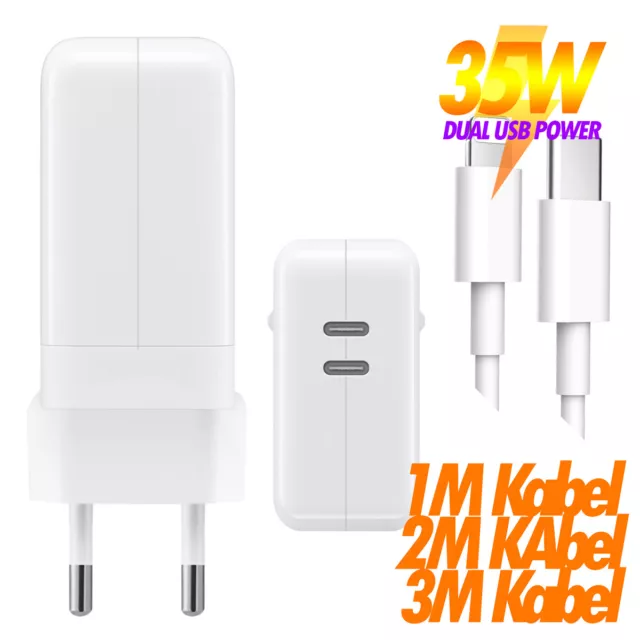 Für Apple iPhone 35W Dual USB‑C Port Power Adapter Ladegerät Netzteil Ladekabel