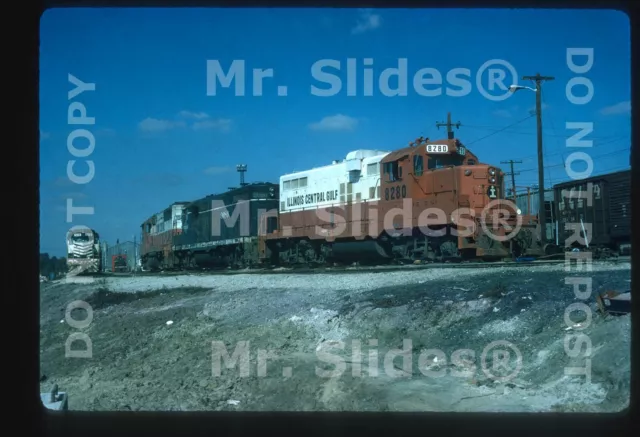 Original Slide ICG Illinois Central Gulf GP10 8280 & 2 E. St. Louis IL 1974