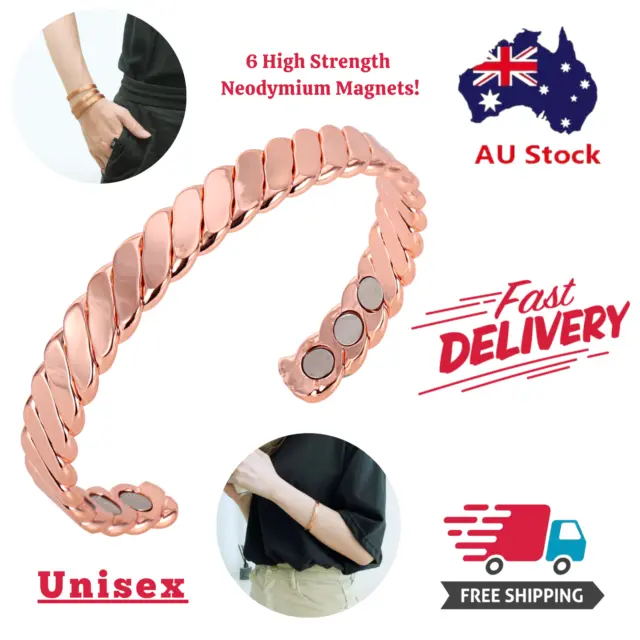Magnetic Bracelet Pure Copper Twisted - Neodymium 6*2500 Gauss - Magnet Therapy