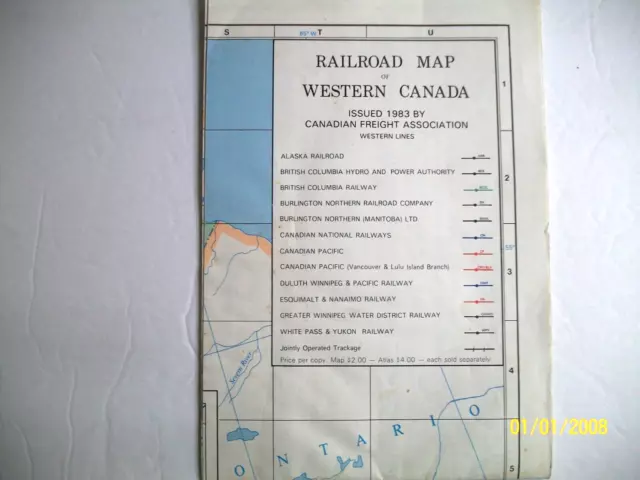 Railroad Map Of Western Canada 1983